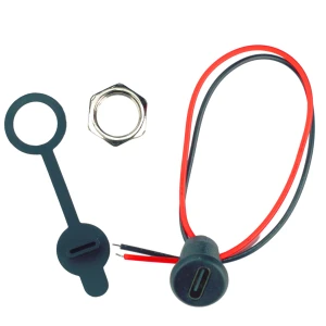 Gniazdo USB-C Panelowe przykręcane M11 zasilanie VCC GND z przewodami