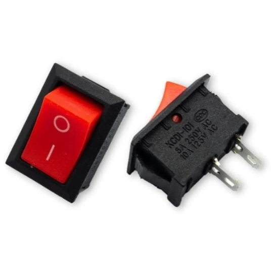 Przełącznik kołyskowy KCD1 101 Mini 6A 250V czerwo (1)