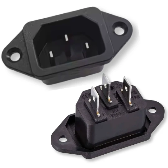 Gniazdo AC IEC320 C13 Panelowe 250V 10A 3-Pin Komp (1)