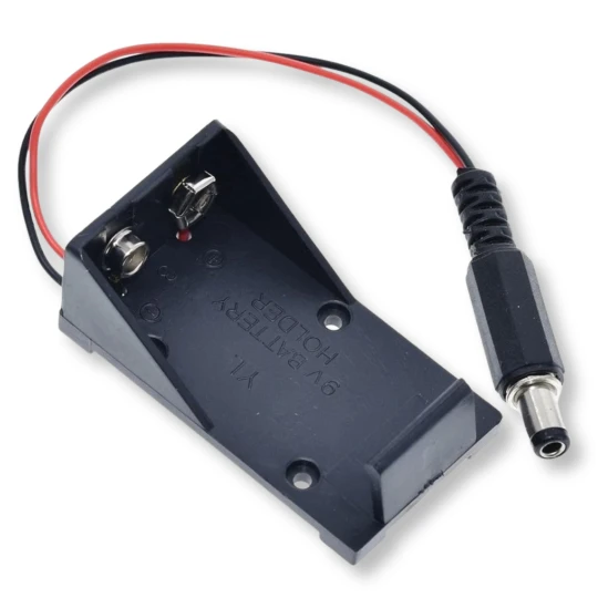 Koszyk na baterie 9V 6F22 z wtykiem 2.1/5.5mm na p (1)