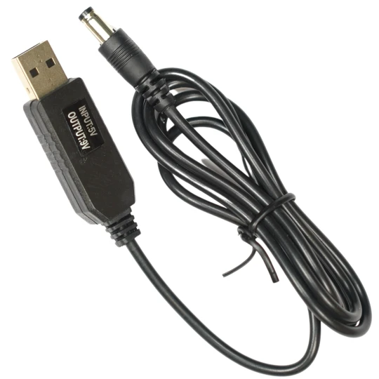 Zdjęcie produktu Adapter przejściówka przetwornica USB wtyk DC 5.5x2.1mm 5V-9V przewód 100cm (1)