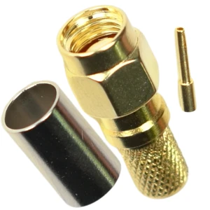 Złącze wtyk SMA męski zaciskany złocony teflon na kabel H-155 RF-5 RF-240