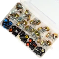 Zdjęcie produktu Zestaw potencjometrów liniowych THT 1k-1M 20 szt + gałki pudełko do Arduino (1)