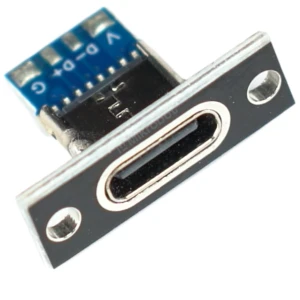 Gniazdo USB-C do zabudowy na panel czarne 4 pinowe panelowe PCB do Arduino
