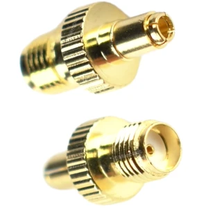 Adapter antenowy przejściówka gniazdo SMA żeńskie na wtyk TS9 GSM złoty