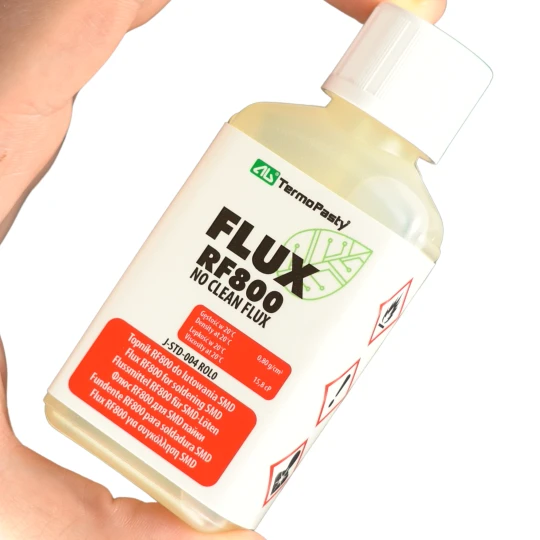 Zdjęcie produktu Topnik RF800 50 ml do lutowania SMD FLUX No Clean + pędzelek AG Termopasty (1)